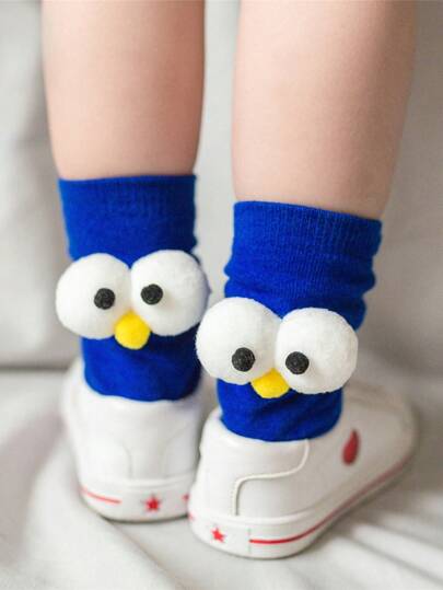 جوارب الركبة المرتفعة الكرتونية للأطفال بتصميم عيون ثلاثية الأبعاد للأولاد والبنات، زوج واحد