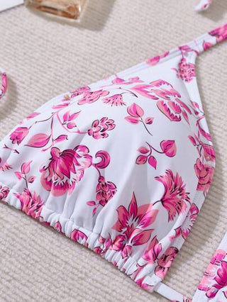 Swim Mod طقم بكيني للنساء ذوات الحجم الكبير 3 قطع، طباعة عشوائية، طراز بسيط للاستخدام اليومي في الصيف والشاطئ