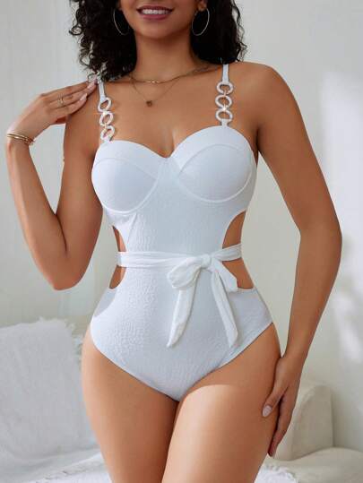 مايوه حريمي قطعة واحدة Swim Vcay قطعة واحدة من البدلة السباحية الأنيقة للنساء من قماش الجاكار الصيفي