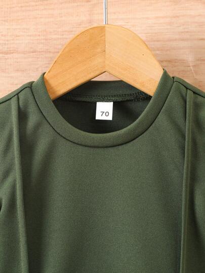 مجموعة قطعتين ملابس صيفية على الطراز الأوروبي والأمريكي للأولاد من عمر 0-3 سنوات، بلوزة كم قصير وبنطال طويل