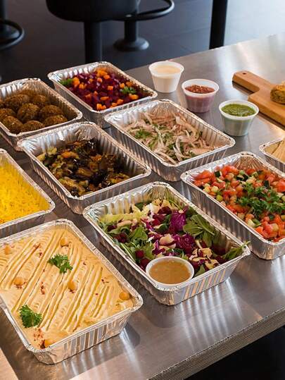 صندوق القصدير القابل للتصرف عالي الجودة للشواء 10/20 قطعة - أدوات طهي قابلة للتصرف ومتينة للشواء والخبز والشوي - مثالي للوجبات الجاهزة والحفلات