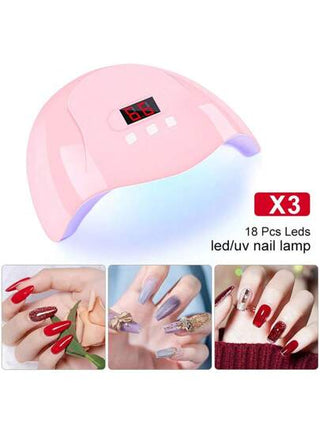 طقم طلاء أظافر جل مع مصباح أظافر LED 48 واط طقم بدء جل الأظافر، طقم جل طلاء أظافر بلون وردي عاري 8 قطع مع إزالة النقع وأربع ألوان غراء لتمديد الأظافر بقاعدة وطبقة علوية ، مواد أساسية للمانيكير والعناية المنزلية بالأظافر