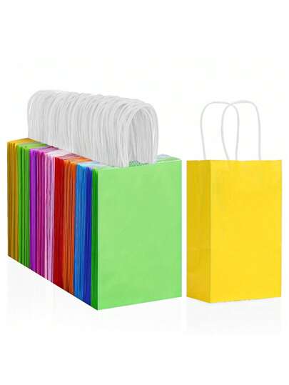 2/6/12/24 قطعة - أكياس هدايا من الورق الكرافت متعددة الألوان مع مقابض، مناسبة لهدايا عيد الميلاد، لوازم الحفلات، حفلات الزفاف، مستلزمات الحفلات، ديكورات عيد الميلاد، ديكورات الحزب، ديكورات الزفاف، لوازم الحفلات، أكياس هدايا هالوين