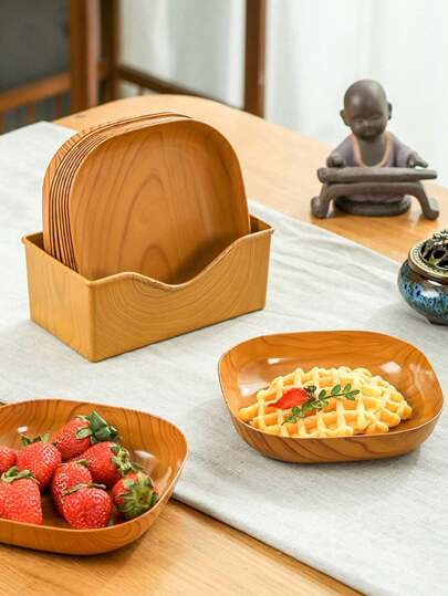 10 قطعة صينية بلاستيك صلبة عالية الجودة، طبق شفاف لتقديم الفاكهة والسلطات، صحون غسيل وإعادة استخدام، لوازم حفلات لأعياد الميلاد والإحتفالات والبوفيهات، لوازم مطبخ، هدايا عيد الميلاد