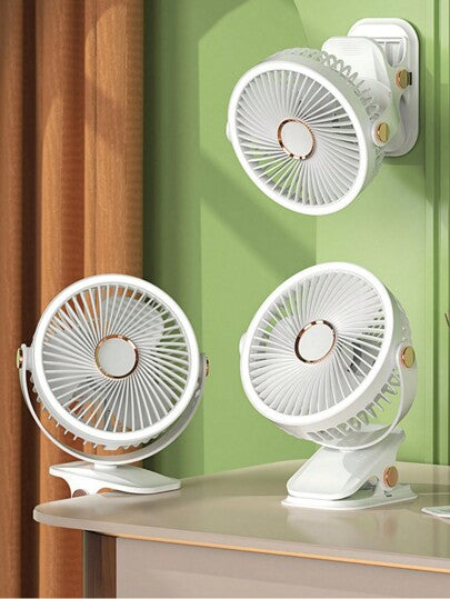 قطعة واحدة مروحة صغيرة قابلة للتثبيت مع إضاءة، جهاز تبريد صيفي، محمول للسفر/التخييم/الإقامة، مصباح مشبك USB لمكتب المكتب