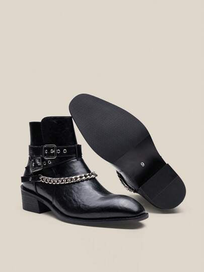 بوت رجالي ينزلق عليه الخريف والشتاء، بوت أنيق بسلسلة ديكورية، بوت رجالي موضة كعب عالي، بوت رجالي ثبات عالي لجميع الأحوال الجوية، بوت رجالي أعمال عالي، بوت رجالي رسمي، بوت هيبي مقاوم للماء