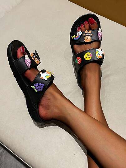 شبشب نسائي من الرغوة السحابية الأسود | شبشب غير انزلاقي أنيق للداخل والخارج واللانجري | أحذية مريحة بطراز إنستجرام