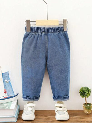 1 حبة بنطال جينز مريح وعملي للأطفال الرضع والصغار، مناسب للشوارع والخارج