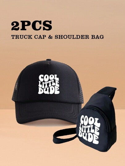 قبعة شاحنة ترفيهية للأطفال وحقيبة الكتف العصرية الأنيقة 2 قطعة، مناسبة للاستخدام في موسم العودة إلى المدرسة للصبيان والبنات، متعددة الاستخدامات ومناسبة للمواسم الدافئة، وتجعل هدية رائعة