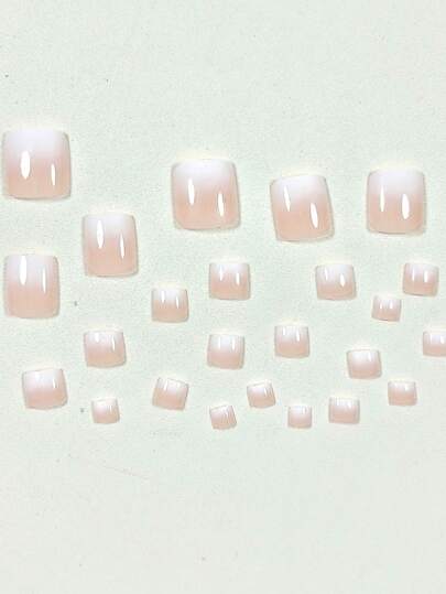 مجموعة من 24 ملصق أظافر كاذبة للتثبيت بالضغط، تصميم باتجاهين بشكل مربع بلون وردي متدرج للأظافر مع حماية طلاء الأظافر، مناسب للإستخدام اليومي، للمواعيد، والتجمعات الاجتماعية اضافر صناعيه اظافر اصطناع