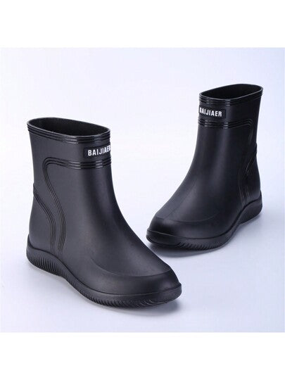 بوت مطاطية منعشة للماء، بوت مطاطية للعمل و الصيد والماء، ذات أنبوب قصير مصنوعة من مادة عالية الجودة و مضادة للإنزلاق للرجال باللون الأسود