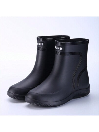 بوت مطاطية منعشة للماء، بوت مطاطية للعمل و الصيد والماء، ذات أنبوب قصير مصنوعة من مادة عالية الجودة و مضادة للإنزلاق للرجال باللون الأسود