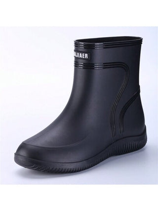 بوت مطاطية منعشة للماء، بوت مطاطية للعمل و الصيد والماء، ذات أنبوب قصير مصنوعة من مادة عالية الجودة و مضادة للإنزلاق للرجال باللون الأسود