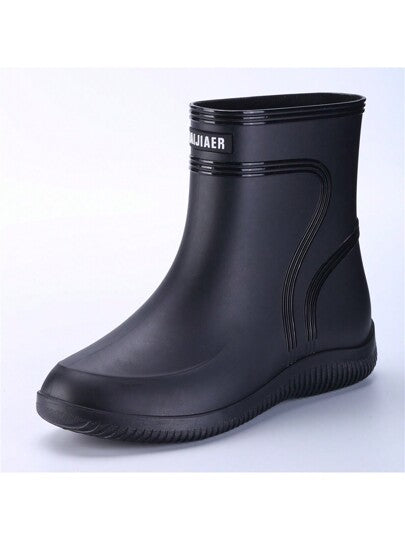 بوت مطاطية منعشة للماء، بوت مطاطية للعمل و الصيد والماء، ذات أنبوب قصير مصنوعة من مادة عالية الجودة و مضادة للإنزلاق للرجال باللون الأسود