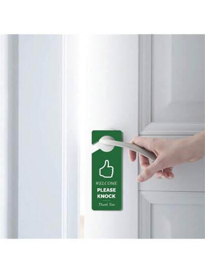 1 / 2 لافتة خشبية للباب بعبارتي "يُرجى الطرق" و"لا تُزعج"، مناسبة لغرفة الاجتماعات والدراسة والنوم والفنادق والحمامات، ذات وجهين (7.87*3 بوصة / 20*7.6 سم)