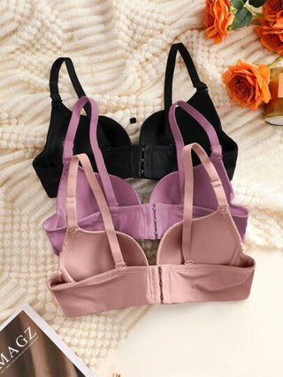 Shein Underwear&Sleepwear Basics صدرية مكشوفة بأسلاك وجامعة من الألياف الخفيفة عالية الجودة مع تغطية كاملة للصدر بثلاث قطع