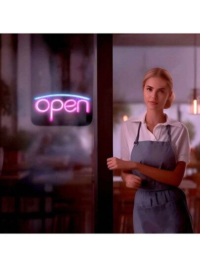 لوحة إعلانية LED لافتة للنظر بحجم 11.7x5.6 بوصة (تقريبًا 29.8x14.3 سم) ومشغّلة بالبطارية أو USB ومثالية لديكور المتاجر والبارات والفنادق والإعلان