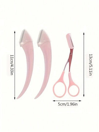 مجموعة حلاقة الحواجب من الفولاذ المقاوم للصدأ مقص محدب للحواجب مع مشط، أداة تجميل للمبتدئين مناسبة لجميع أنواع البشرة، أدوات إزالة الشعر للرجال والنساء، 1 / 2 / 3 قطع