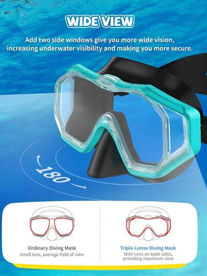 قناع غطس شفاف واسع للكبار بنظارات سباحة عالية الوضوح مناسب للغطس و الغوص و التدريب في رياضات الجوالة