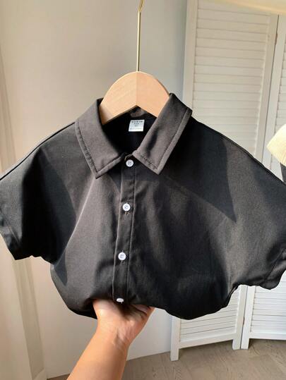 قميص ذو أكمام خفيفة بطبعة حرفية، أنيق وريح لتلاميذ المرحلة الإعدادية ، متعدد الاستخدامات للربيع والصيف، قطعة واحدة