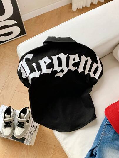 قميص ذو أكمام خفيفة بطبعة حرفية، أنيق وريح لتلاميذ المرحلة الإعدادية ، متعدد الاستخدامات للربيع والصيف، قطعة واحدة