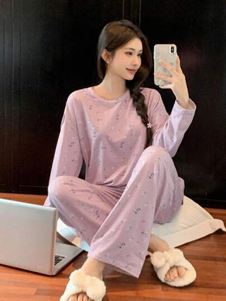 DAZY طقم بيجامات زهور متناثرة للنساء للاستعمال اليومي