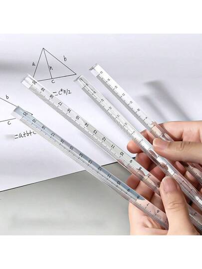 أدوات مكتبية ومدرسية مسطرة مثلثة شفافة للرسم والقياس بأسلوب بسيط، مع مقياس ثلاثي الأبعاد، 15 سم/20 سم، مناسبة للاختبارات والاستخدام في المكتب، مسطرة مثلثة بلاستيك شفافة