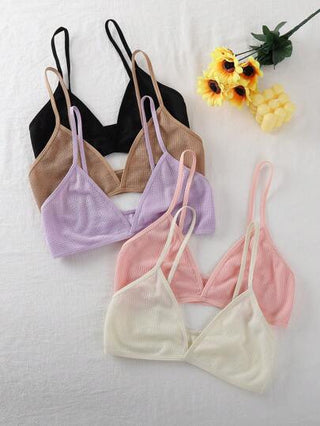 Shein Underwear&Sleepwear Basics حمالة صدر مريحة بدون أكواب و ظهر عاري، عبوة من 5