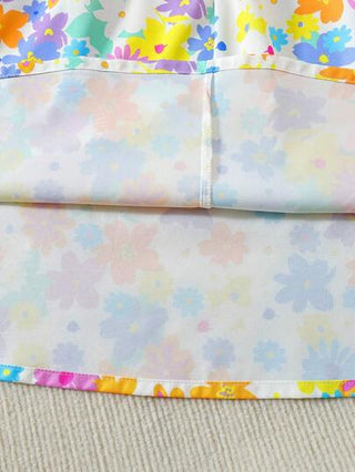 طقم فستان كامي طويل مطبوع بزهرة الدوبامين وجاكيت قصير أحادي اللون للفتيات المراهقات