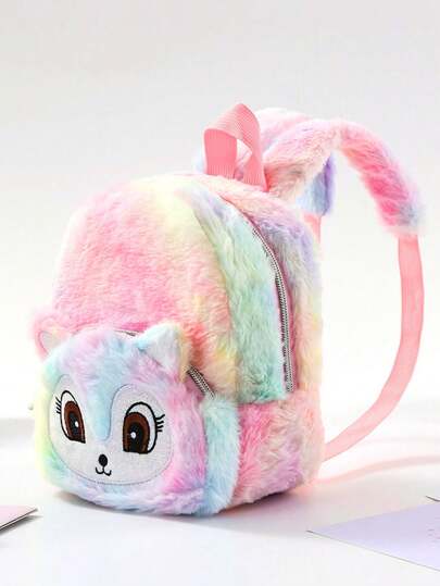 ظهر صغير من القطيفة بشكل حقيبة يحمل صورة فوكس وحيد القرن للفتيات، حقيبة مدرسية عارضة كرتونية لطيفة، حقيبة تخزين للأطفال الصغار مع حمالات كتف