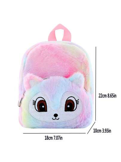 ظهر صغير من القطيفة بشكل حقيبة يحمل صورة فوكس وحيد القرن للفتيات، حقيبة مدرسية عارضة كرتونية لطيفة، حقيبة تخزين للأطفال الصغار مع حمالات كتف