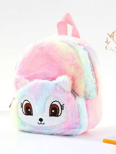 ظهر صغير من القطيفة بشكل حقيبة يحمل صورة فوكس وحيد القرن للفتيات، حقيبة مدرسية عارضة كرتونية لطيفة، حقيبة تخزين للأطفال الصغار مع حمالات كتف