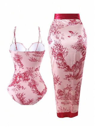 مايوه حريمي قطعة واحدة بدلة سباحة قطعة واحدة محتشمة ، ذات طراز فرنسي كلاسيكي مع تنورة تغطية، مناسبة للعطلات والشاطئ والنادي الصحي صيفًا