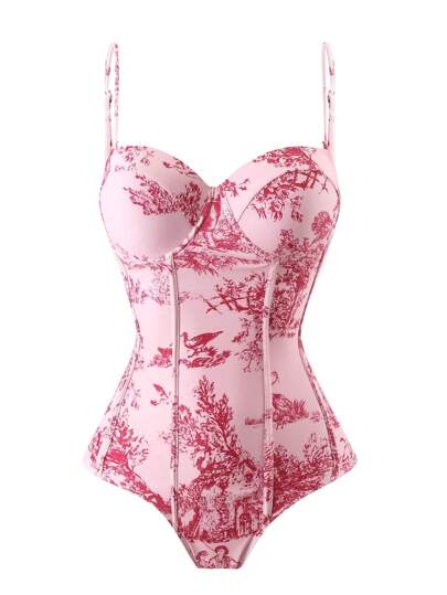 مايوه حريمي قطعة واحدة بدلة سباحة قطعة واحدة محتشمة ، ذات طراز فرنسي كلاسيكي مع تنورة تغطية، مناسبة للعطلات والشاطئ والنادي الصحي صيفًا