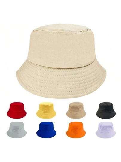 قبعة دلو أطفال ذات لون كتان صلب، قابلة للتنفس، آمنة ولينة على البشرة، مناسبة للحجم قابلة للتعديل، مناسبة لجميع الفصول، قبعة دلو، قطعة واحدة