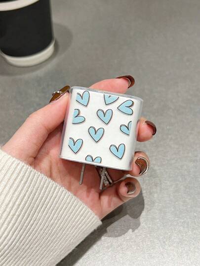 5 قطعة طقم أزرق داكن شكل قلب أجهزة شحن 20 واط/ 18 واط: كابل شحن، تغطية حماية ،غطاء جهاز الشحن، متوافق مع هواتف آيفون من 11 إلى 16، واق كابل، واقي شاحن