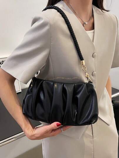حقيبة كتف من الجلد المخروط الأنيقة والعصرية، حقيبة عبر الجسم ذات لون أحادي. مناسبة للفتيات والنساء للتسوق والمواعدة والحفلات والهدايا والخروج