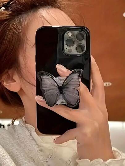 ROMWE Goth حامل هاتف محمول قابل للسحب وللدوران بزاوية 360 درجة على شكل فراشة، ملصق خلفي للهاتف المحمول على شكل فراشة، عالمي