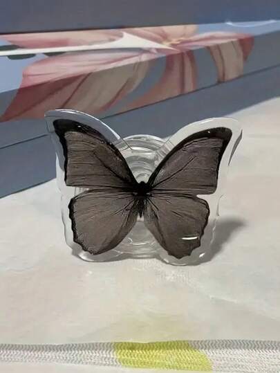 ROMWE Goth حامل هاتف محمول قابل للسحب وللدوران بزاوية 360 درجة على شكل فراشة، ملصق خلفي للهاتف المحمول على شكل فراشة، عالمي