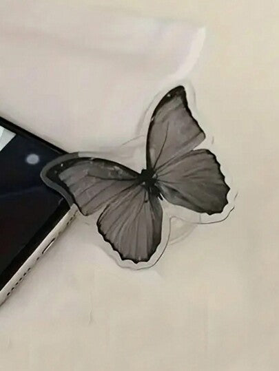 ROMWE Goth حامل هاتف محمول قابل للسحب وللدوران بزاوية 360 درجة على شكل فراشة، ملصق خلفي للهاتف المحمول على شكل فراشة، عالمي