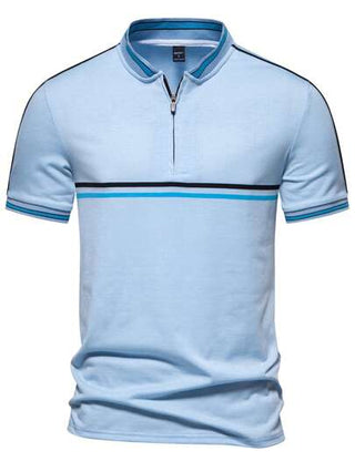 Manfinity Mode قميص بولو رجالي بسحاب ربع طول مع تفاصيل متباينة