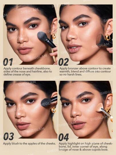 SHEGLAM مجموعة بودرة تحديد الوجه Stereo Face Six-Nude ذات 6 ألوان، عالية التصبغ، لا تتلاشى، تدوم طويلاً، متعددة الاستخدامات، برونزر، نحت الوجه، هايلايتر، كونتور وبرونزر لحفلات في عيد الأب التخرج عيد الميلاد العطلة الربيع الصيف Y2K فاخر أزياء مكياج...