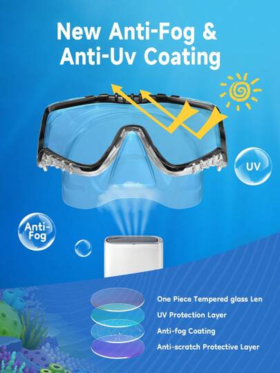 MYSTYLE قناع غطس 3-نوافذ للبالغين، قناع PVC للغطس ومكافحة الضباب مع نظارات سباحة غير متسربة مع غطاء الأنف، معدات الغطس مناسبة للغطس، الغوص الحر والسباحة