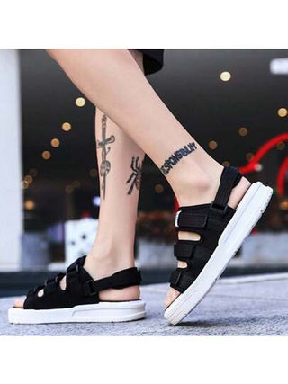 صنادل رجالية جديدة للسفر والمشي في الهواء الطلق، صنادل شاطئ رجالية كلاسيكية سوداء بنعل مضاد للانزلاق