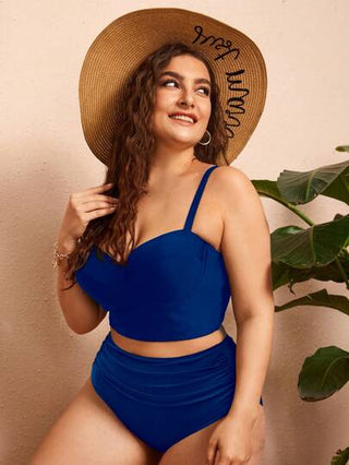 Swim Lushoire مجموعة بيكيني صيفية للشاطئ مقاس كبير بطبعة عباد الشمس