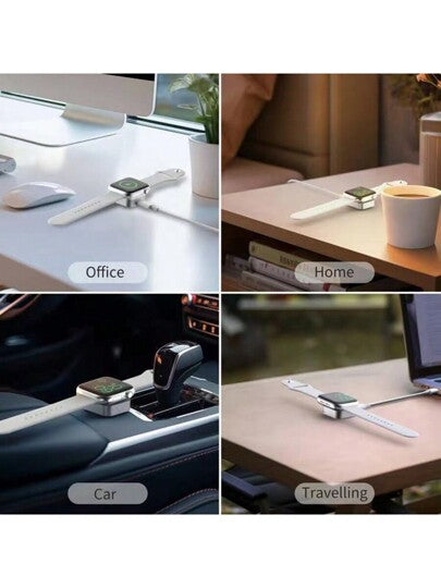 شاحن مغناطيسي متوافق مع ساعة آبل، منفذ 2 في 1 يو اس بي-سي محمول لشحن لاسلكي سريع، متوافق مع ساعة آبل الخارقة والسلسلة SE والإصدارات 10 و 9 و 8 و 7 و 6 و 5 و 4 و 3 و 2