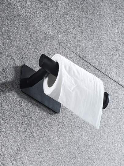 قطعة واحدة من حامل المناشف الورقية المثبت على الحائط من الفولاذ المقاوم للصدأ باللون الأسود مع خطافات للملابس والقبعات للمطبخ والحمام، رف المناشف اللاصق، ديكور الحمام الصيفي