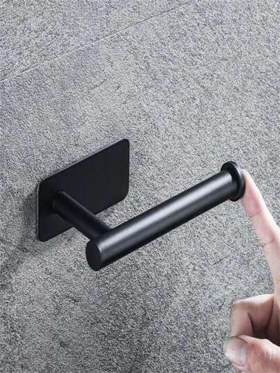 قطعة واحدة من حامل المناشف الورقية المثبت على الحائط من الفولاذ المقاوم للصدأ باللون الأسود مع خطافات للملابس والقبعات للمطبخ والحمام، رف المناشف اللاصق، ديكور الحمام الصيفي