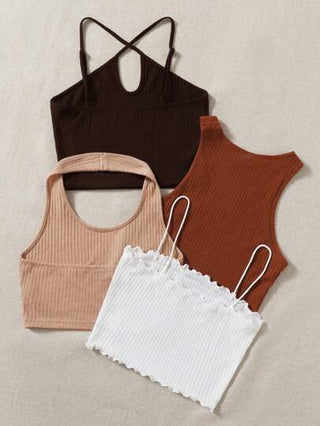 EZwear ملابس علوية نسيج صلب من الأعلى الخلابة للخروج 4 قطع