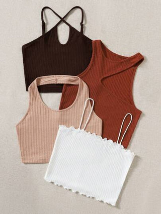 EZwear ملابس علوية نسيج صلب من الأعلى الخلابة للخروج 4 قطع